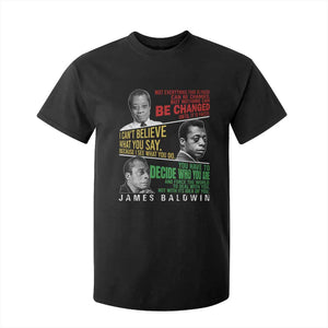 James Baldwin T Shirt For Kid Famous Quotes Nothing Can Be Changed Until It Is Faced TS09 Black Print Your Wear