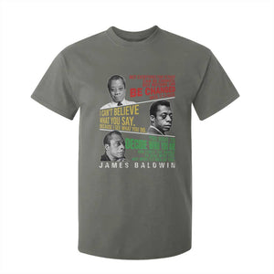 James Baldwin T Shirt For Kid Famous Quotes Nothing Can Be Changed Until It Is Faced TS09 Military Green Print Your Wear