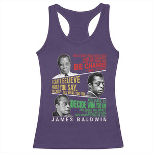 James Baldwin Racerback Tank Top Famous Quotes Nothing Can Be Changed Until It Is Faced TS09 Purple Print Your Wear