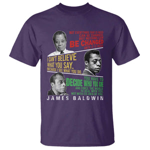 James Baldwin T Shirt Famous Quotes Nothing Can Be Changed Until It Is Faced TS09 Purple Print Your Wear