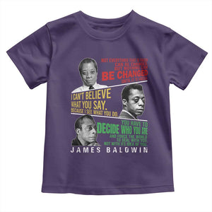 James Baldwin Toddler T Shirt Famous Quotes Nothing Can Be Changed Until It Is Faced TS09 Purple Print Your Wear