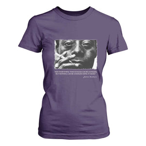 James Baldwin T Shirt For Women Not Everything That Is Faced Can Be Changed But Nothing Can Be Changed Until It Is Faced TS09 Purple Print Your Wear