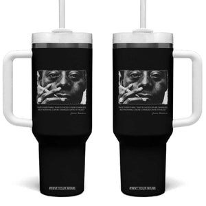 James Baldwin Tumbler With Handle Not Everything That Is Faced Can Be Changed But Nothing Can Be Changed Until It Is Faced TS09 One Size: 40 oz Black Print Your Wear