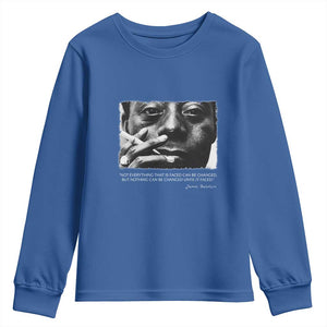 James Baldwin Youth Sweatshirt Not Everything That Is Faced Can Be Changed But Nothing Can Be Changed Until It Is Faced TS09 Royal Blue Print Your Wear