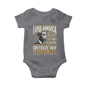 James Baldwin Baby Onesie I Love America More Than Any Country In The World Black History TS09 Charcoal Print Your Wear