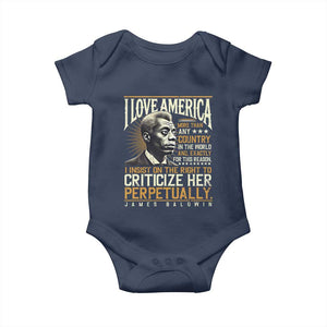 James Baldwin Baby Onesie I Love America More Than Any Country In The World Black History TS09 Navy Print Your Wear