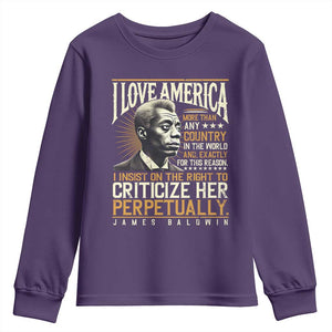 James Baldwin Youth Sweatshirt I Love America More Than Any Country In The World Black History TS09 Purple Print Your Wear