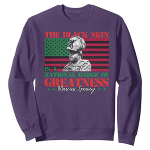 Marcus Garvey Sweatshirt The Black Skin Is A National Badge Of Greatness African American Flag TS09 Purple Print Your Wear