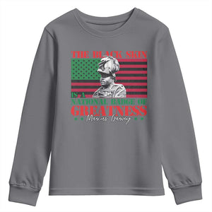 Marcus Garvey Youth Sweatshirt The Black Skin Is A National Badge Of Greatness African American Flag TS09 Charcoal Print Your Wear