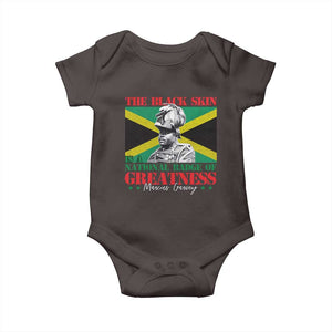 Marcus Garvey Baby Onesie The Black Skin Is A National Badge Of Greatness Jamaican Flag TS09 Dark Chocolate Print Your Wear