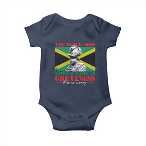 Marcus Garvey Baby Onesie The Black Skin Is A National Badge Of Greatness Jamaican Flag TS09 Navy Print Your Wear