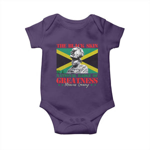 Marcus Garvey Baby Onesie The Black Skin Is A National Badge Of Greatness Jamaican Flag TS09 Purple Print Your Wear