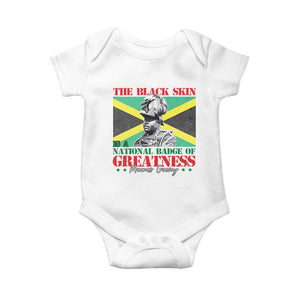 Marcus Garvey Baby Onesie The Black Skin Is A National Badge Of Greatness Jamaican Flag TS09 White Print Your Wear
