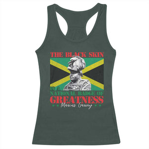 Marcus Garvey Racerback Tank Top The Black Skin Is A National Badge Of Greatness Jamaican Flag TS09 Dark Forest Green Print Your Wear