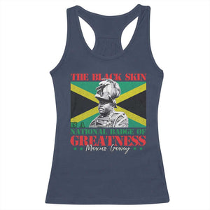 Marcus Garvey Racerback Tank Top The Black Skin Is A National Badge Of Greatness Jamaican Flag TS09 Navy Print Your Wear