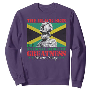 Marcus Garvey Sweatshirt The Black Skin Is A National Badge Of Greatness Jamaican Flag TS09 Purple Print Your Wear