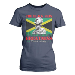 Marcus Garvey T Shirt For Women The Black Skin Is A National Badge Of Greatness Jamaican Flag TS09 Navy Print Your Wear