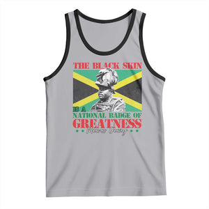Marcus Garvey Tank Top The Black Skin Is A National Badge Of Greatness Jamaican Flag TS09 Athletic Heather Black Print Your Wear