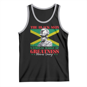 Marcus Garvey Tank Top The Black Skin Is A National Badge Of Greatness Jamaican Flag TS09 Black Athletic Heather Print Your Wear