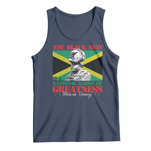 Marcus Garvey Tank Top The Black Skin Is A National Badge Of Greatness Jamaican Flag TS09 Navy Print Your Wear