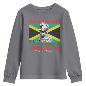 Marcus Garvey Youth Sweatshirt The Black Skin Is A National Badge Of Greatness Jamaican Flag TS09 Charcoal Print Your Wear