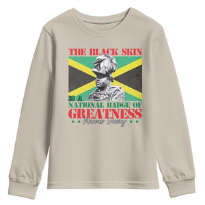 Marcus Garvey Youth Sweatshirt The Black Skin Is A National Badge Of Greatness Jamaican Flag TS09 Sand Print Your Wear