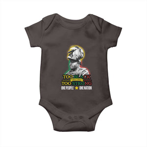 Marcus Garvey Baby Onesie Too Black Too Strong One People One Nation TS09 Dark Chocolate Print Your Wear