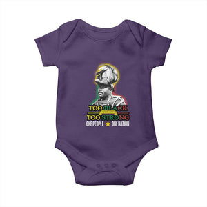 Marcus Garvey Baby Onesie Too Black Too Strong One People One Nation TS09 Purple Print Your Wear