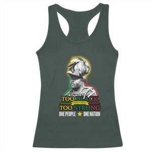 Marcus Garvey Racerback Tank Top Too Black Too Strong One People One Nation TS09 Dark Forest Green Print Your Wear