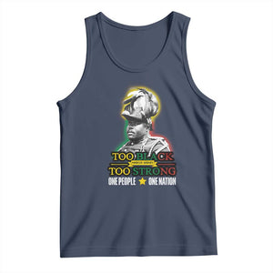 Marcus Garvey Tank Top Too Black Too Strong One People One Nation TS09 Navy Print Your Wear
