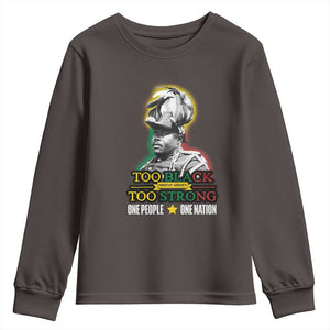 Marcus Garvey Youth Sweatshirt Too Black Too Strong One People One Nation TS09 Dark Chocolate Print Your Wear