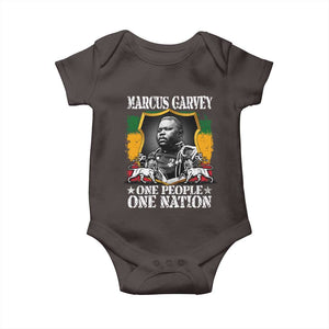 Marcus Garvey Baby Onesie One People One Nation Jamaica Legends Rasta TS09 Dark Chocolate Print Your Wear
