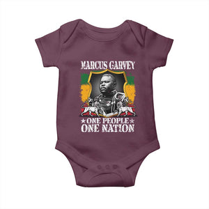 Marcus Garvey Baby Onesie One People One Nation Jamaica Legends Rasta TS09 Maroon Print Your Wear