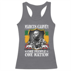 Marcus Garvey Racerback Tank Top One People One Nation Jamaica Legends Rasta TS09 Charcoal Print Your Wear