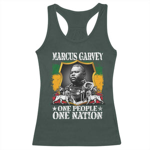 Marcus Garvey Racerback Tank Top One People One Nation Jamaica Legends Rasta TS09 Dark Forest Green Print Your Wear