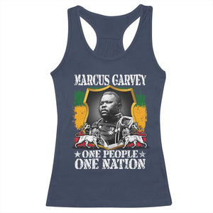 Marcus Garvey Racerback Tank Top One People One Nation Jamaica Legends Rasta TS09 Navy Print Your Wear