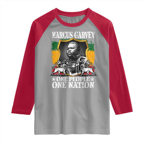 Marcus Garvey Raglan Shirt One People One Nation Jamaica Legends Rasta TS09 Sport Gray Red Print Your Wear