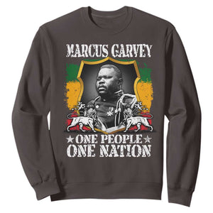 Marcus Garvey Sweatshirt One People One Nation Jamaica Legends Rasta TS09 Dark Chocolate Print Your Wear