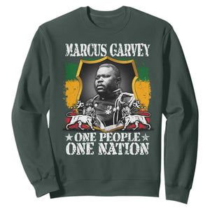 Marcus Garvey Sweatshirt One People One Nation Jamaica Legends Rasta TS09 Dark Forest Green Print Your Wear