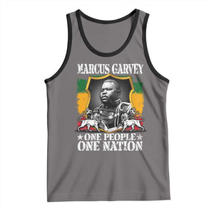Marcus Garvey Tank Top One People One Nation Jamaica Legends Rasta TS09 Deep Heather Black Print Your Wear