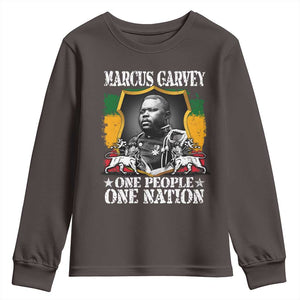 Marcus Garvey Youth Sweatshirt One People One Nation Jamaica Legends Rasta TS09 Dark Chocolate Print Your Wear