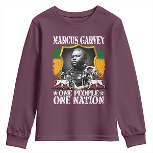 Marcus Garvey Youth Sweatshirt One People One Nation Jamaica Legends Rasta TS09 Maroon Print Your Wear