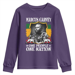 Marcus Garvey Youth Sweatshirt One People One Nation Jamaica Legends Rasta TS09 Purple Print Your Wear