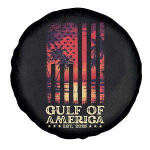 Gulf Of USA Est 2025 Spare Tire Cover Sunset American Flag Gulf Mexico TS09 Print Your Wear