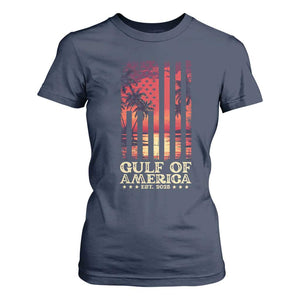 Gulf Of USA Est 2025 T Shirt For Women Sunset American Flag Gulf Mexico TS09 Navy Print Your Wear