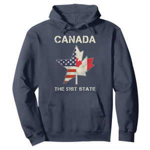 Canada The 51st State Hoodie Maple Canadian American Flag TS09 Navy Print Your Wear