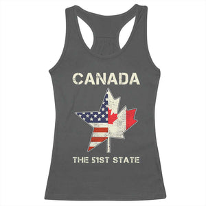 Canada The 51st State Racerback Tank Top Maple Canadian American Flag TS09 Dark Heather Print Your Wear