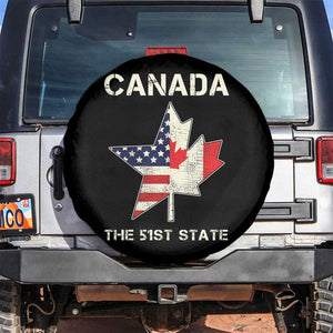Canada The 51st State Spare Tire Cover Maple Canadian American Flag TS09 No hole Black Print Your Wear