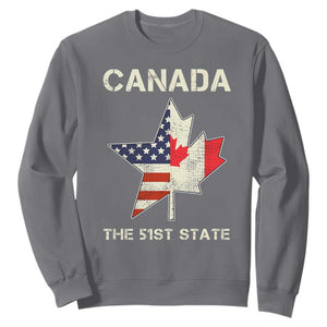 Canada The 51st State Sweatshirt Maple Canadian American Flag TS09 Charcoal Print Your Wear