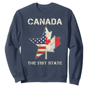 Canada The 51st State Sweatshirt Maple Canadian American Flag TS09 Navy Print Your Wear